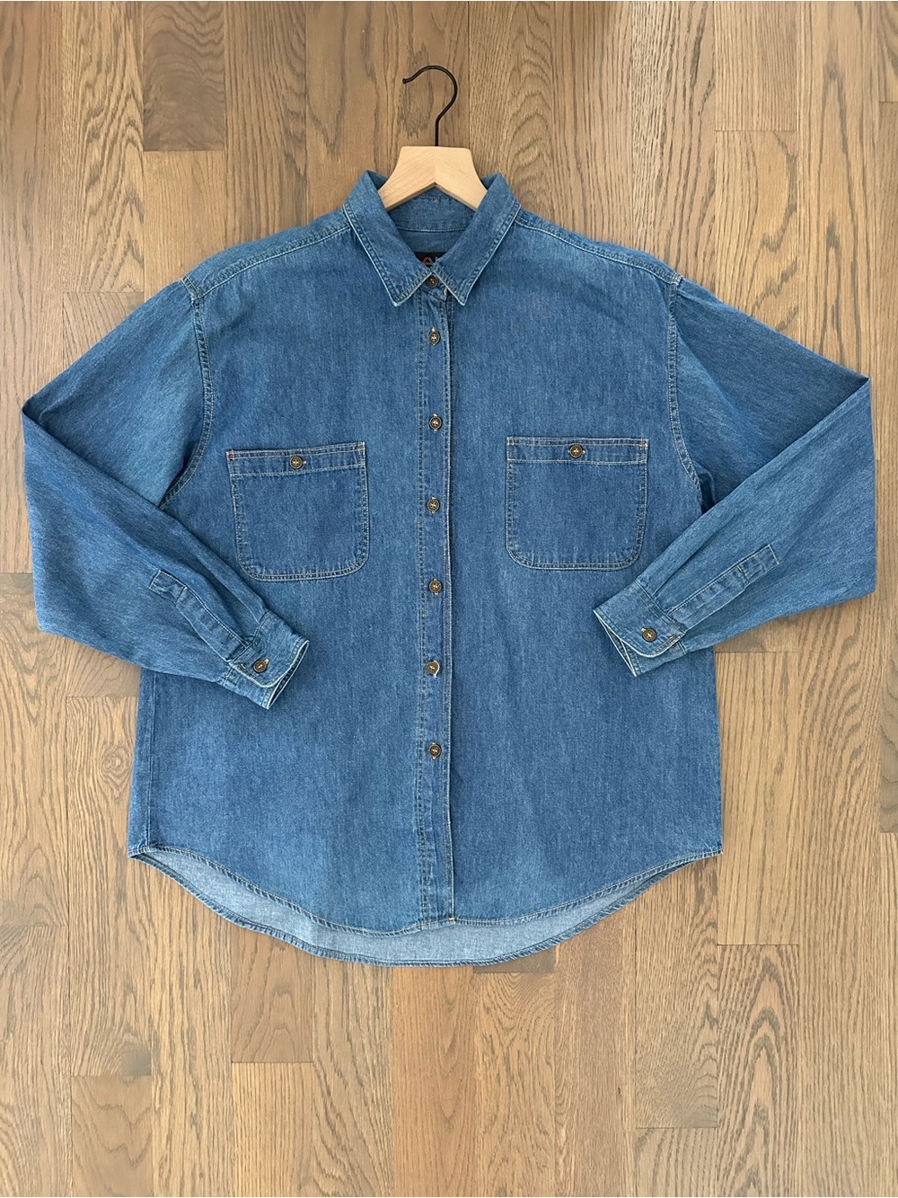 Vintage Chaus Denim Chambray Long Sleeve Collared Shirt in Blue Size Large